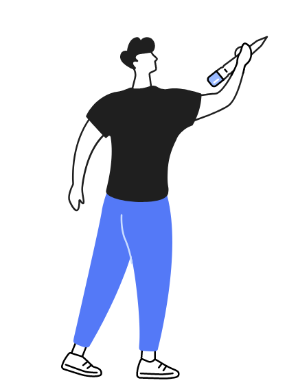 Gráfico de hombre realizando una meta mensual de ahorro